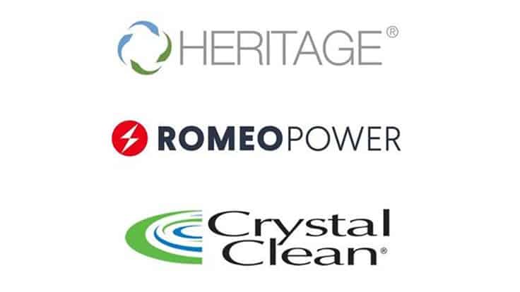 heritage, romeo power, crystal clean logos