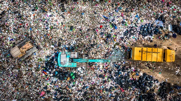 Machines in a landfill