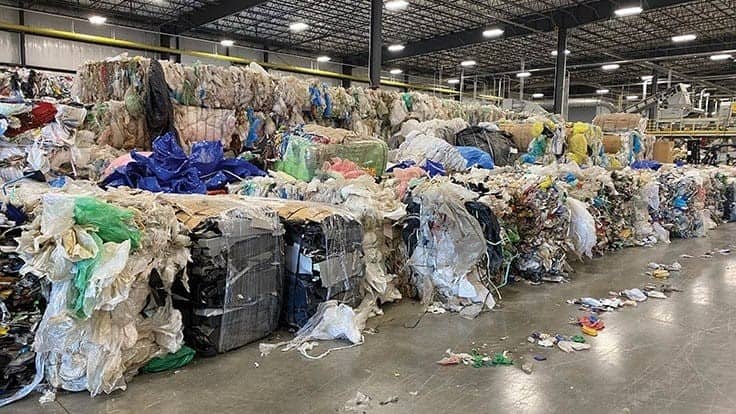 Plastic scrap feedstock at Brightmark's Ashley, Indiana, plant