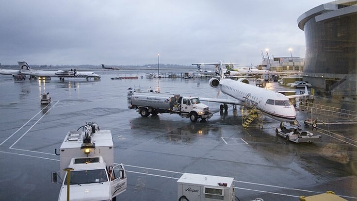 airplanes fueling airport