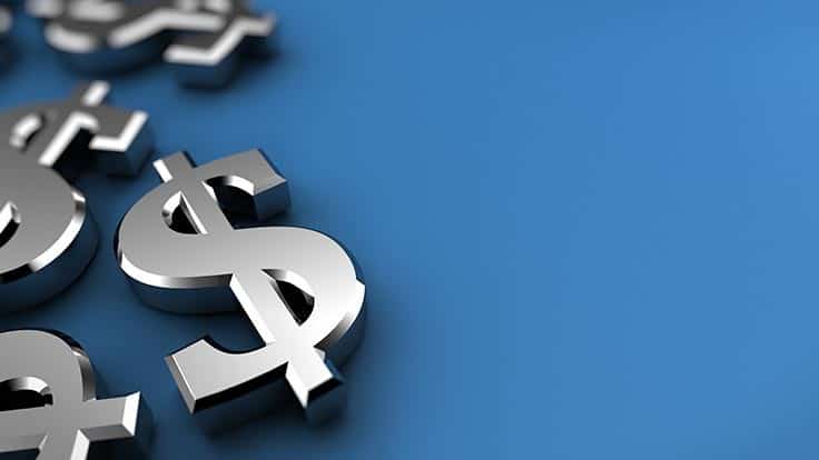 dollar signs on blue background