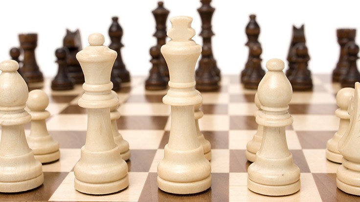 Chess pieces on a board