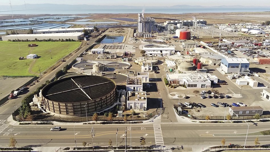 Aerial view of Hayward's Water Pollution Control Facility
