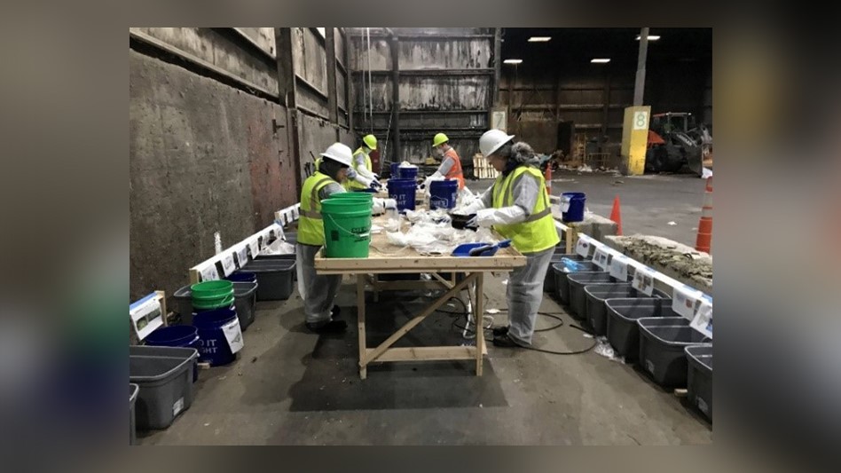 Workers take part in the Kent County waste characterization study
