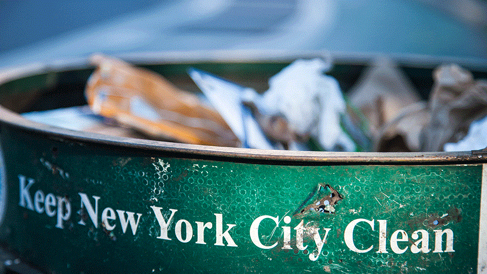 NYC waste bin with "Keep New York City Clean" written on its side