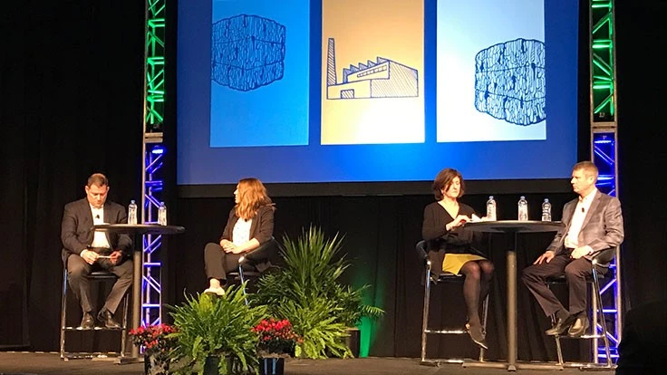 From left: Moderator Craig Cookson of the American Chemistry Council, Sandy Skolochenko of the Recycling Business Assistance Center at the North Carolina Department of Environmental Quality, Kate Eagles of the APR and Bob Daviduk of rPlanet Earth 