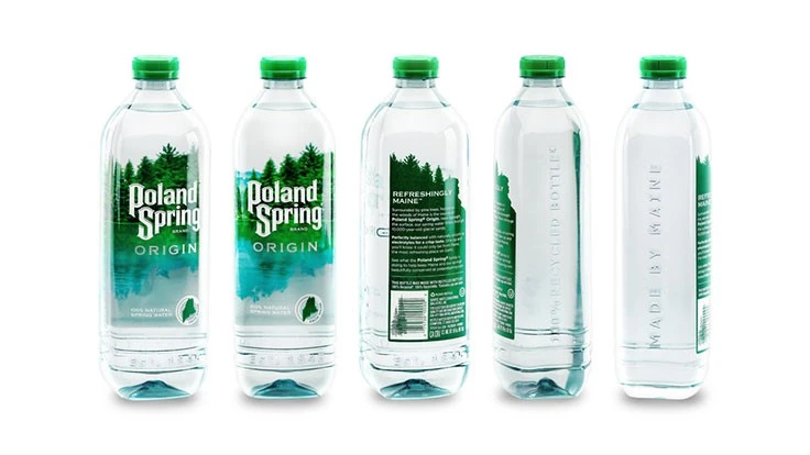 Poland Spring Origin bottles are made with 100 percent recycled plastic.