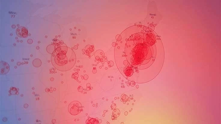 COVID-19 spread map stock image