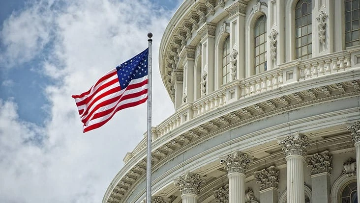 Capitol building and US flag