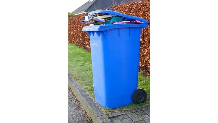 Blue recycling bin