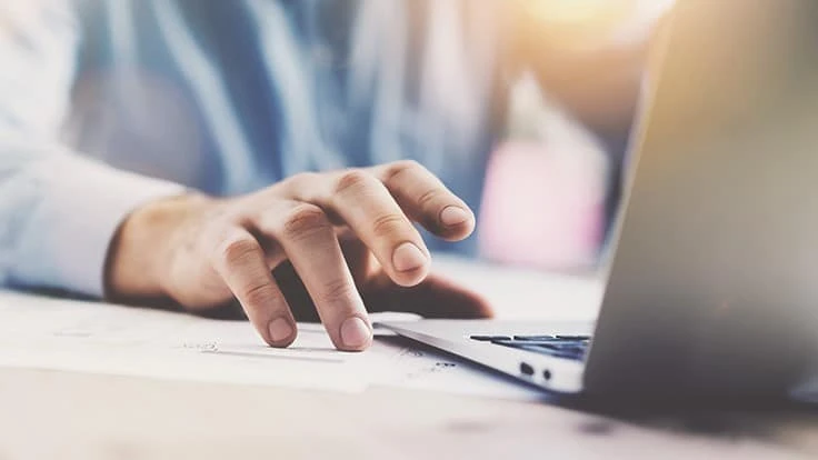 Man working on a laptop