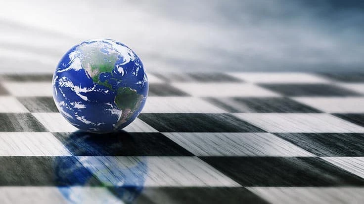 Globe on chess board