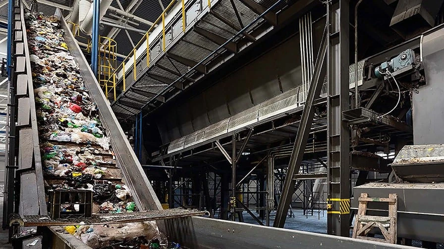 Recycling center sorting machinery.
