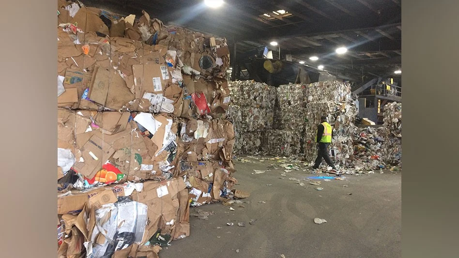Bales OCC materials Casella material recovery facility Charlestown, Massachusetts