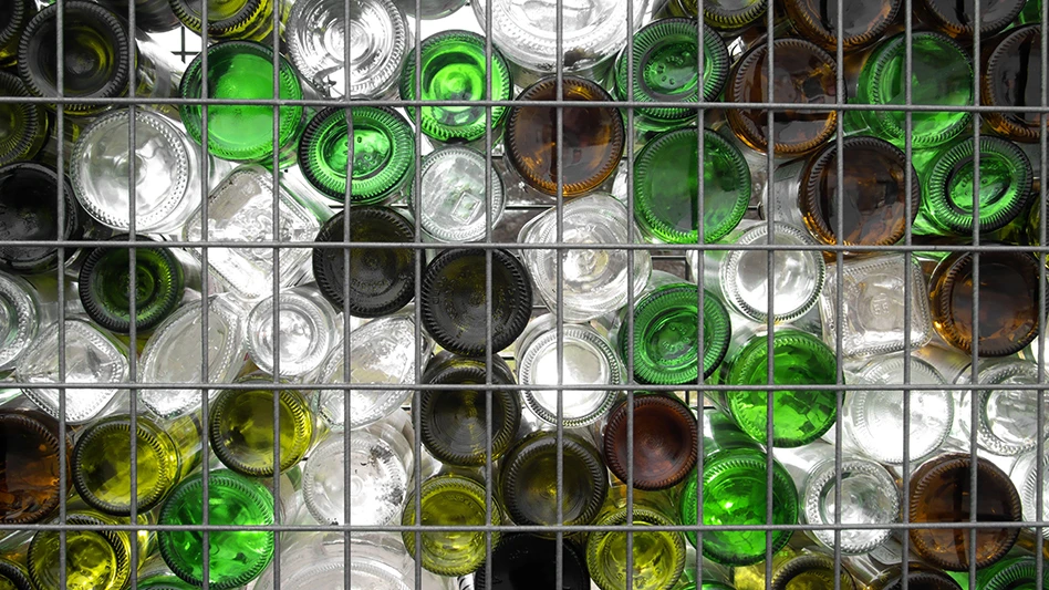 Glass bottles in a container