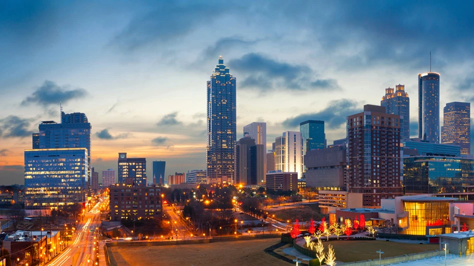 Atlanta skyline at sunset