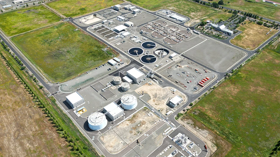 Aerial view of The Pleasant Grove Wastewater Treatment Plant in Roseville, California