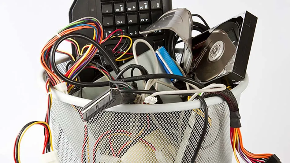 electronic waste in a basket