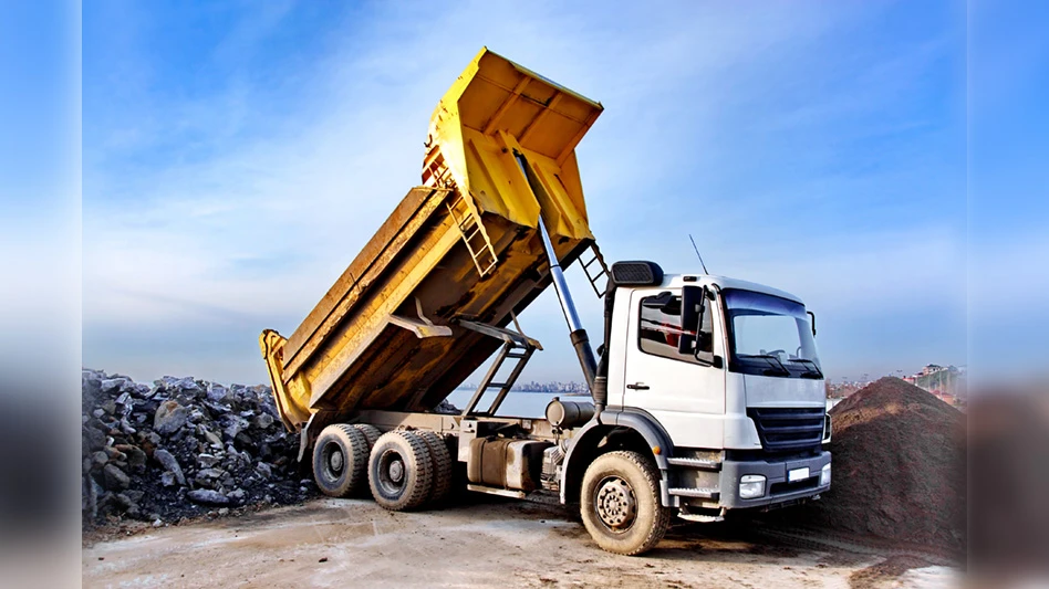 dump truck at landfill