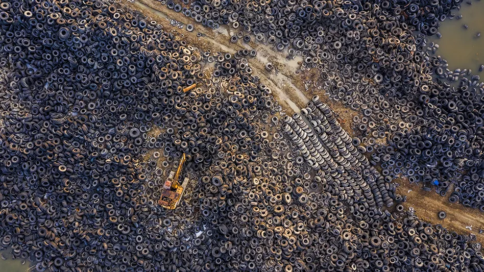 aerial view of tire landfill