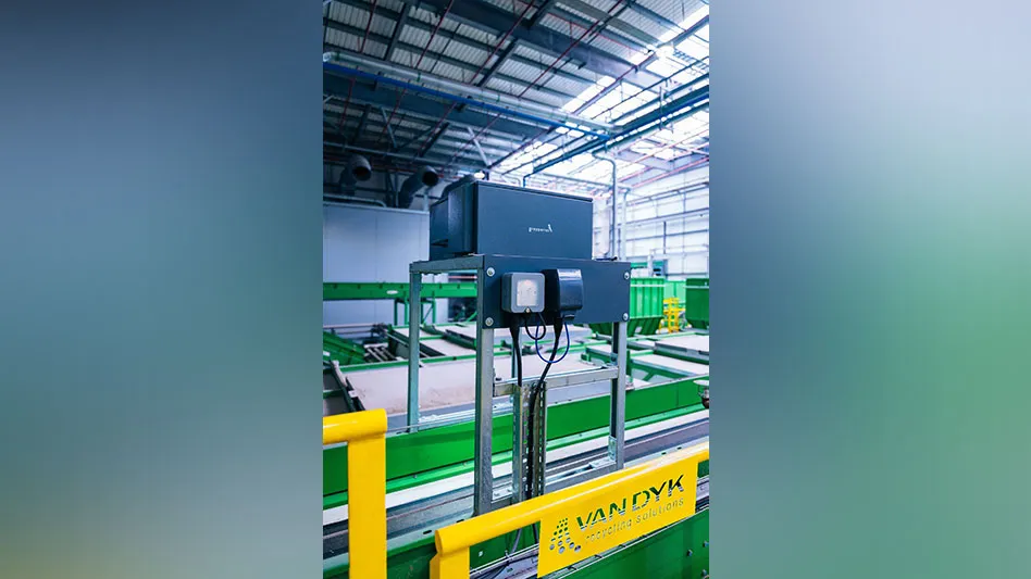 greyparrot ai installed above a conveyor belt in a van dyk supplied facility