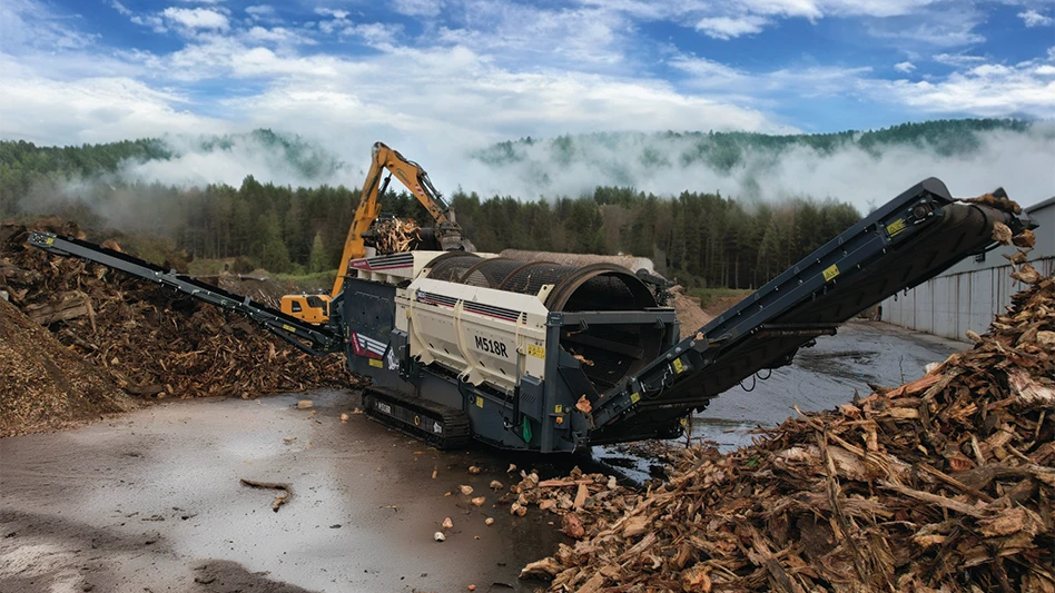 The MDS M518R compact recycling trommel.