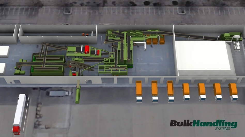3d rendering of autonomous container loop recycling facility