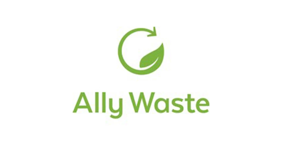 ally waste systems logo in light green, text reading "ally waste" below circular logo