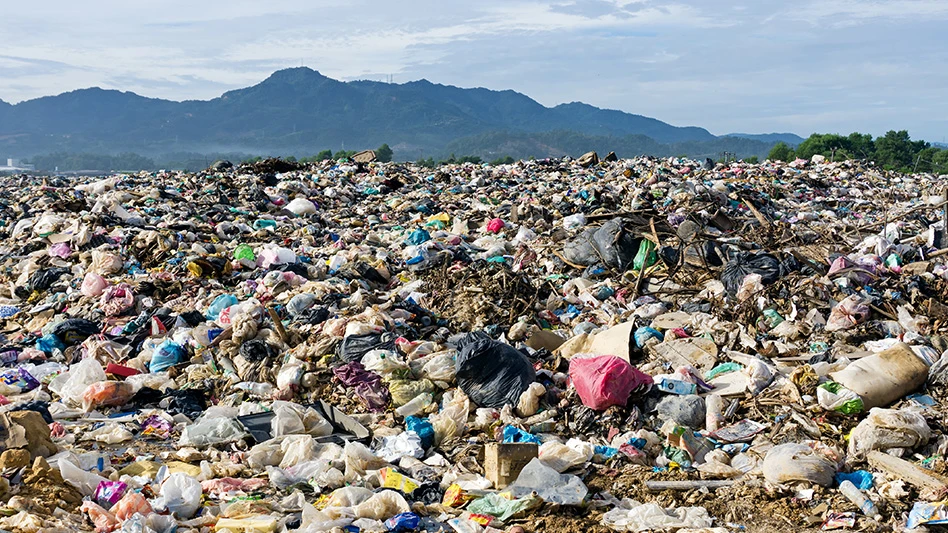 A landfill with food waste