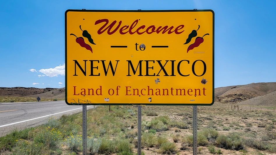 "Welcome to New Mexico" sign.