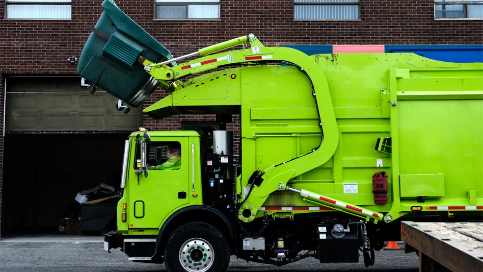 neon green refuse vehicle